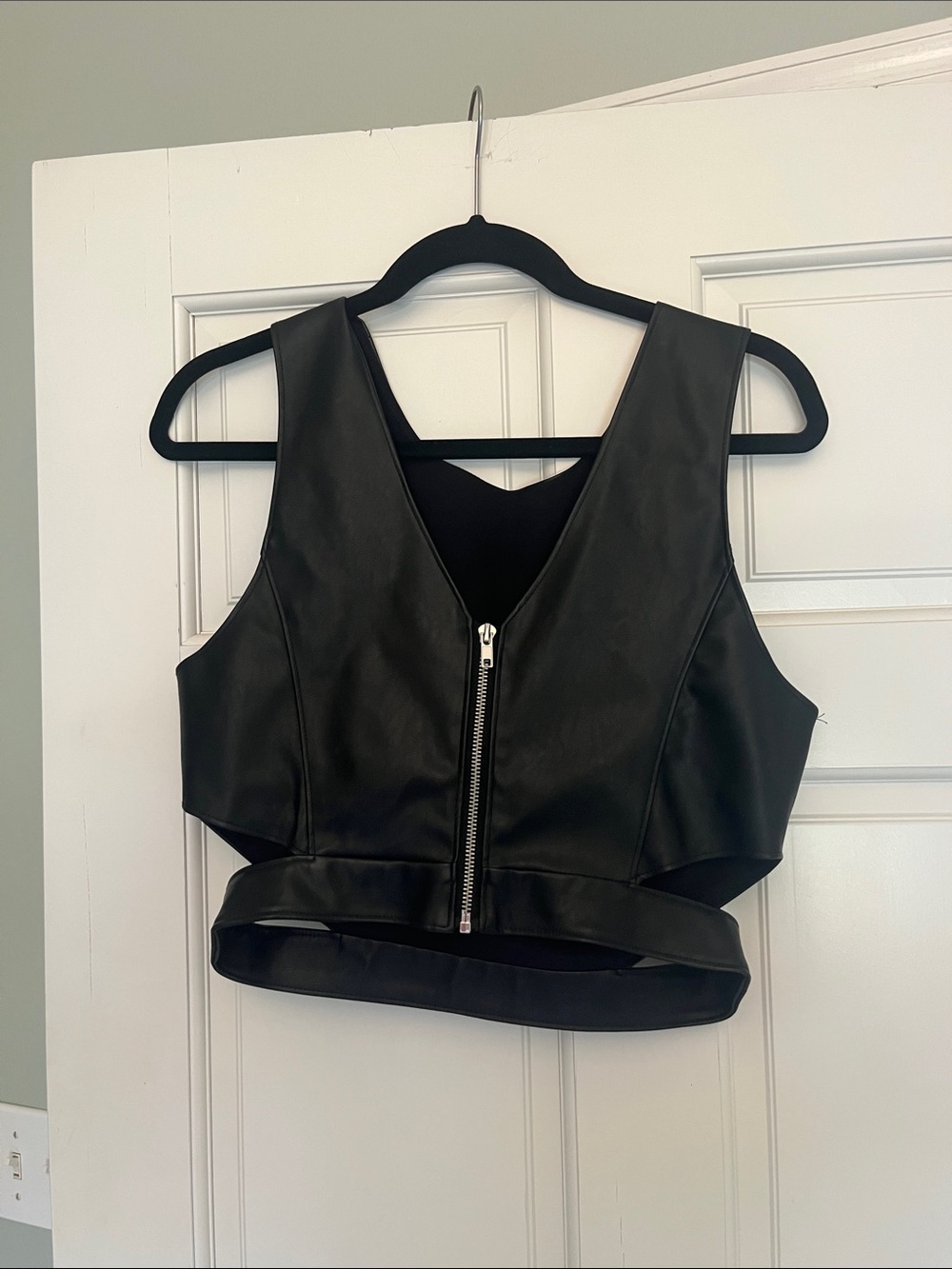 PacSun Black Faux Leather Zip Crop Top